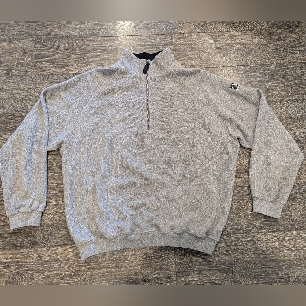 Straight Down Men's Large Gray Long Sleeve 1/4 Zip Cotton Pullover Golf Jacket